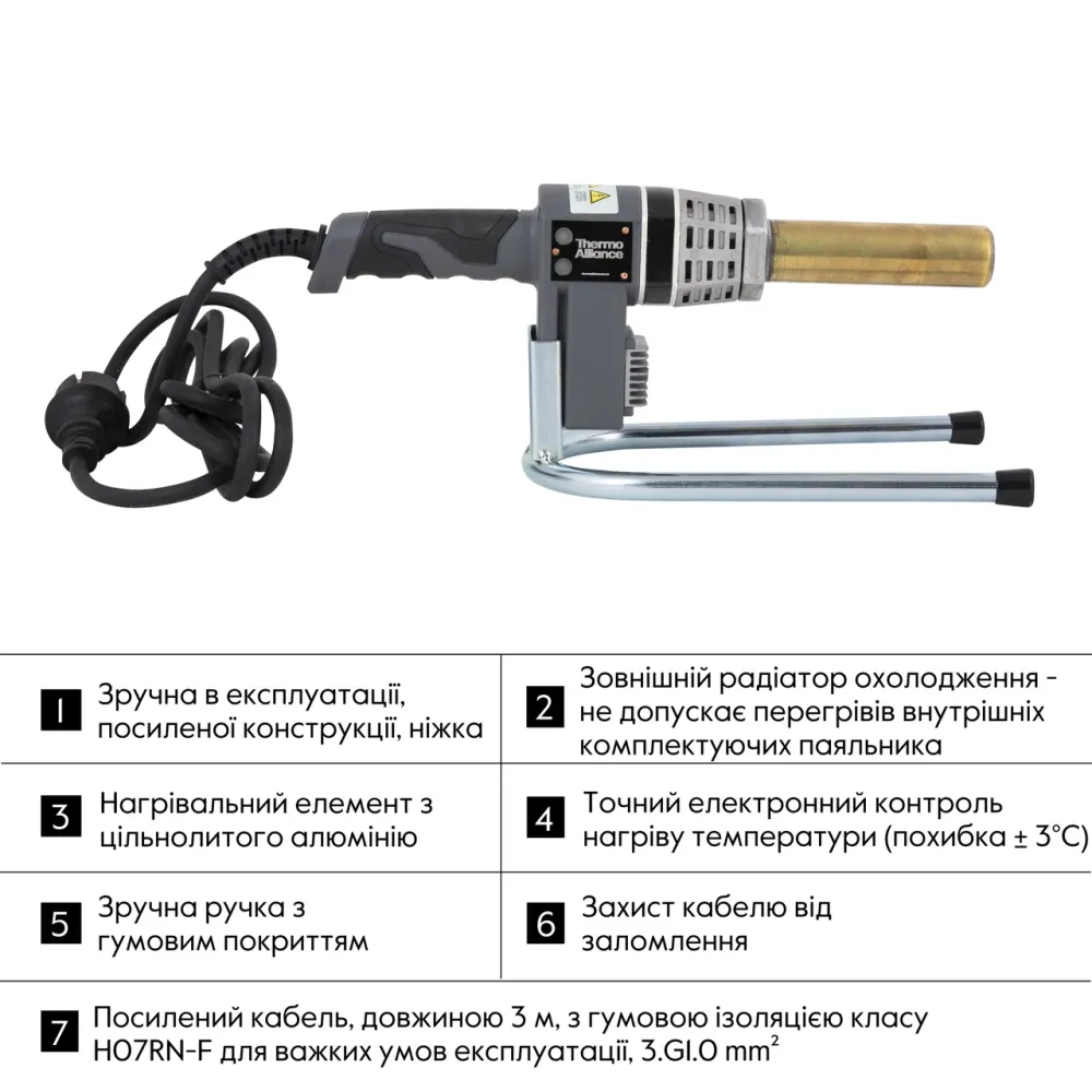 Паяльник для пластикових труб Thermo Alliance STD-102 Ø 20-32 (автоматичний 700W) Київ - фото 12