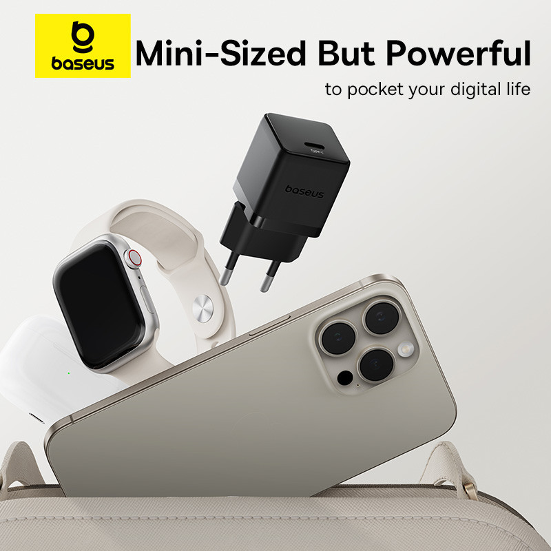 Мережевий зарядний пристрій з кабелем Baseus Palm Fast Charger 1C 30W EU Cluster Black(With: Baseus Mini White Cable C to C Одеса - фото 10