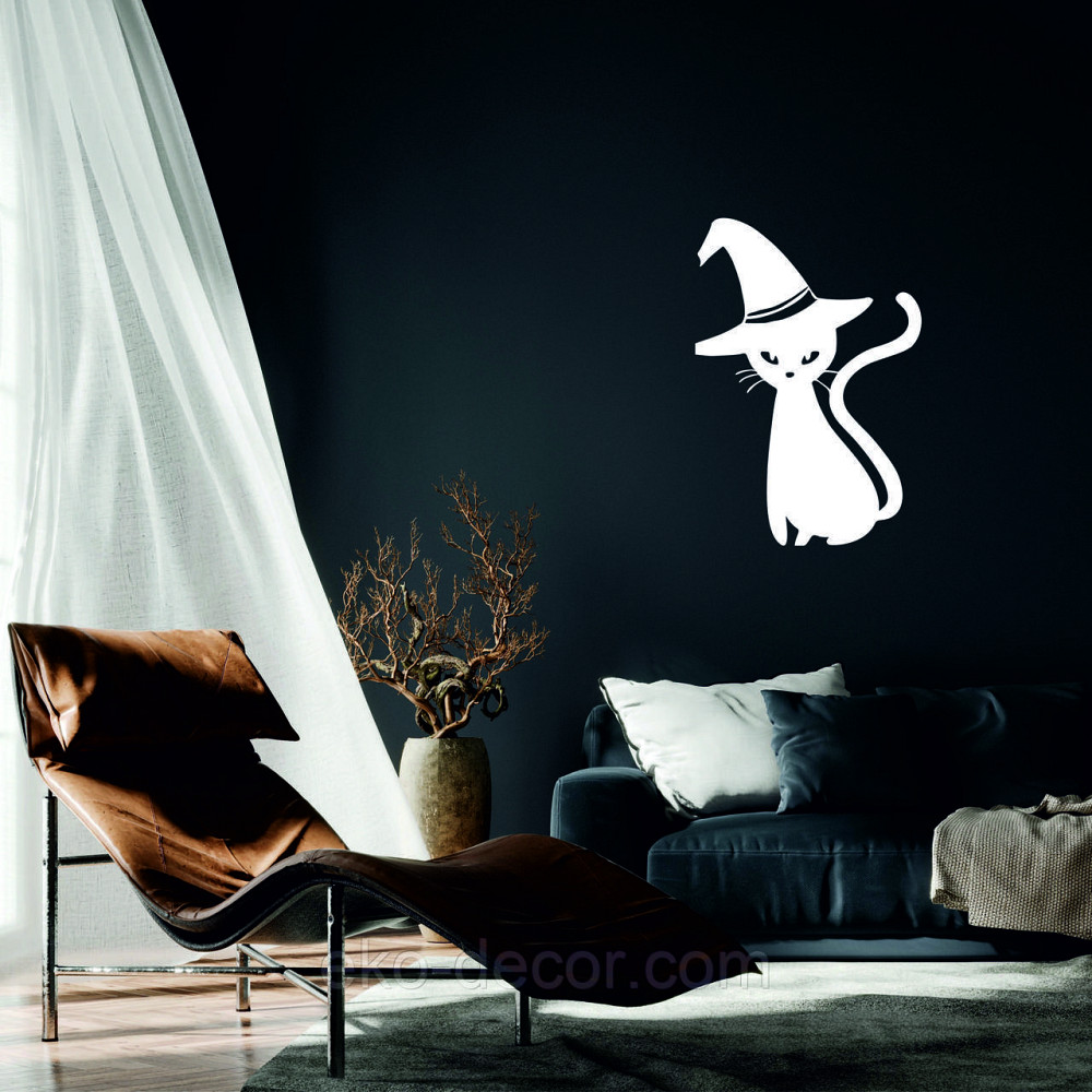 Декоративне настінне Панно «Кіт», Декор на стіну 90*62 см, Білий Київ - фото 1