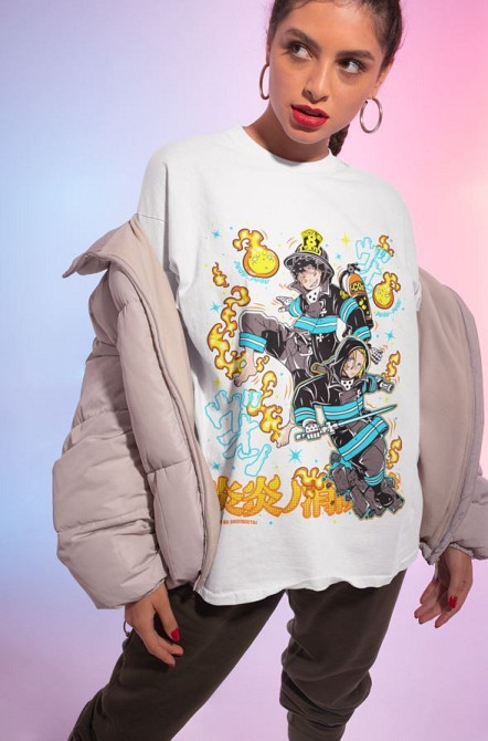 Футболка мужская аниме Фире Форке Схинра Кусакабе оверсайз (S/M/L) Черний AnimeJ0954 Днепр - изображение 7