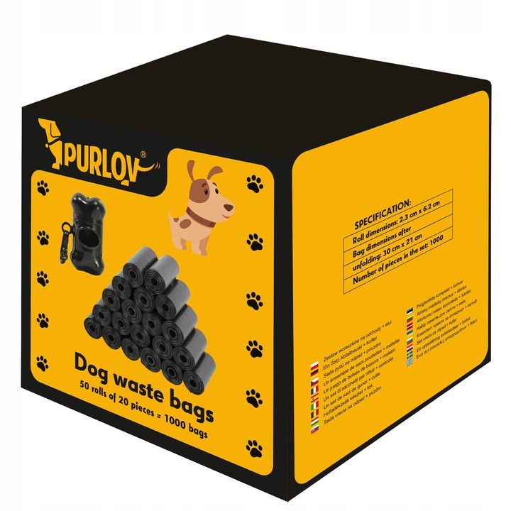 Набір Пакетів чорних для збирання фекалій 1000 шт з чохлом Purlov (22812) Black Нововолинськ - фото 7