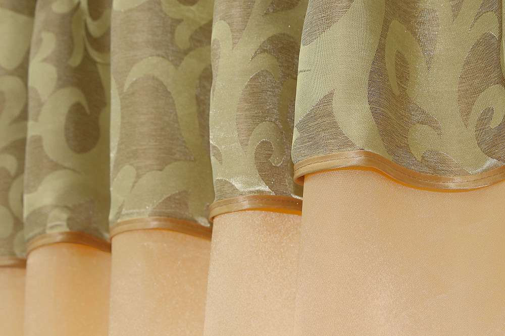 Кухонные шторы VR-Textil № 073к с ламбрекеном и подхватами персиковый с золотистым 270х170 см (52-0196) Киев - изображение 4