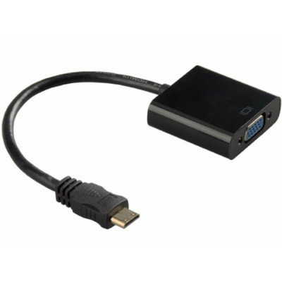 Переходник mini HDMI M to VGA F 0.3m 4K/2K black Voltronic (YT-C-mnHDMI(M)/VGA(F)-B) Винница - изображение 1