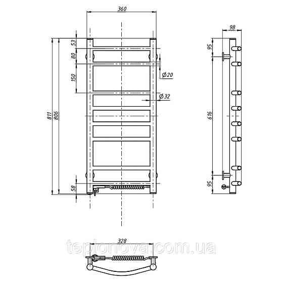 Полотенцесушитель Камелия 360х800 правый Черновцы