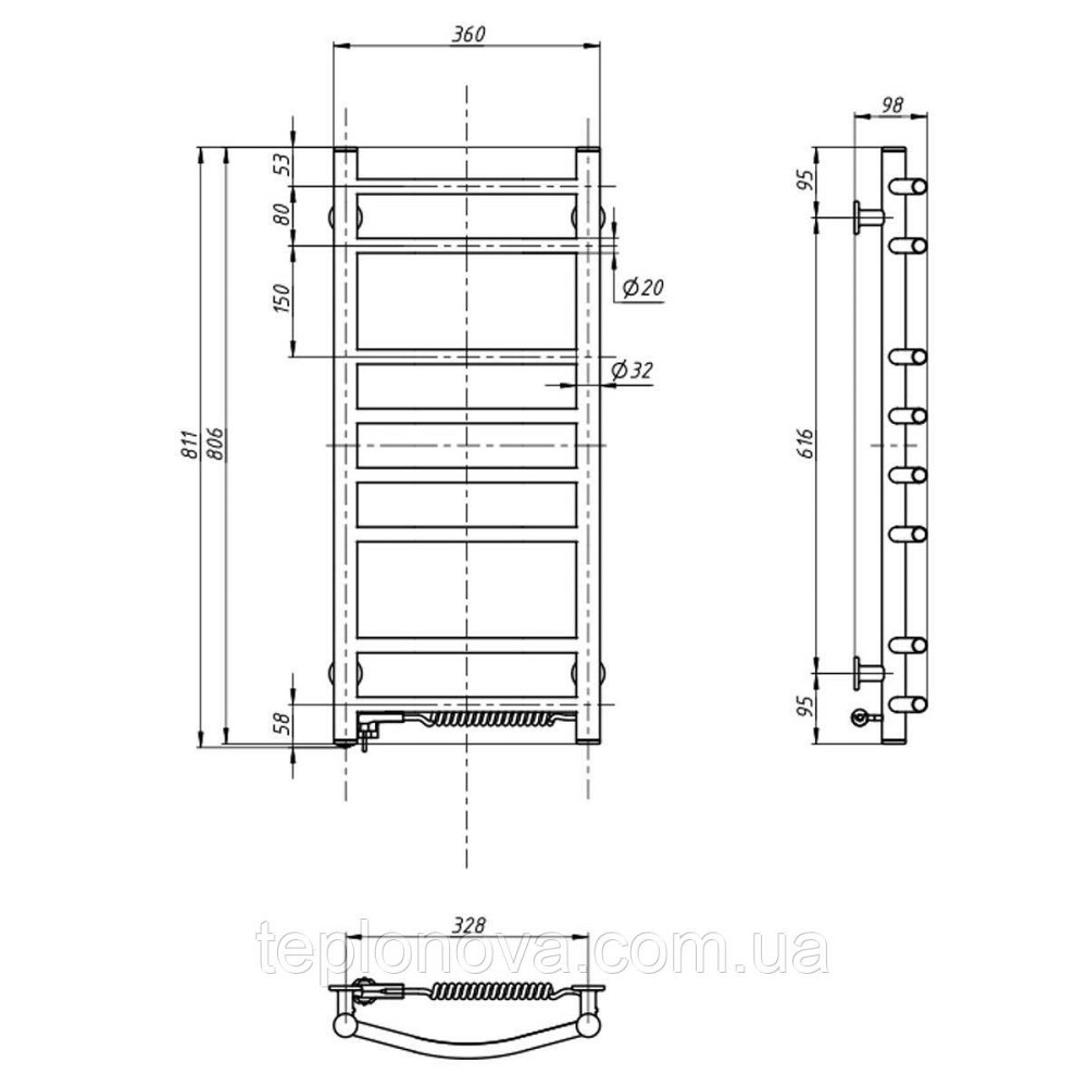 Полотенцесушитель Камелия 360х800 правый Черновцы - изображение 4
