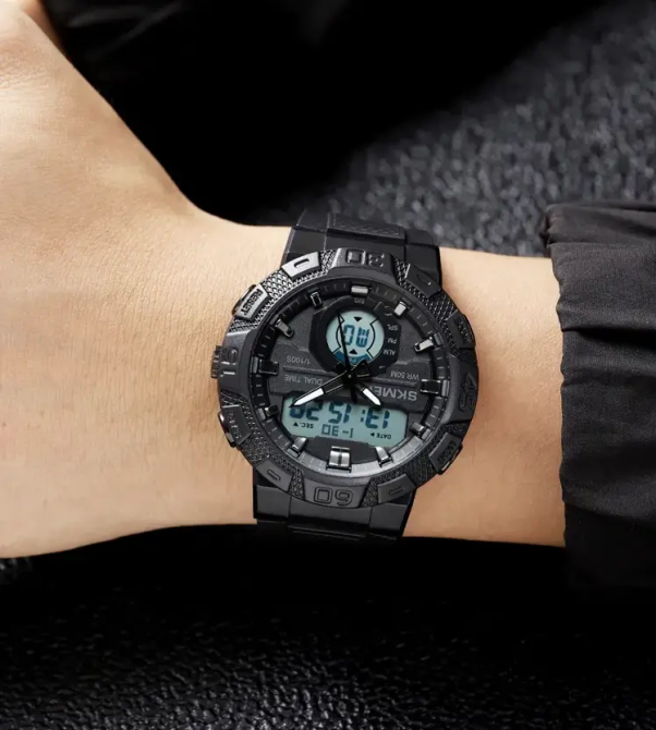 Чоловічий спортивний годинник Skmei 1881 (Чорний з білим) Вінниця - фото 8