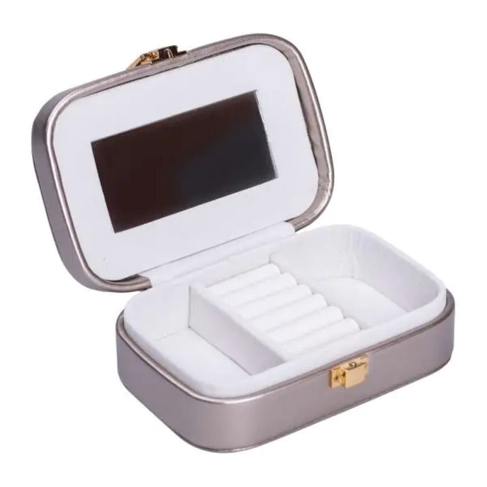 Скринька для прикрас з еко шкіри 15×10×5 см із дзеркалом органайзер для ювелірних виробів HP-5-33G Коломия - фото 4