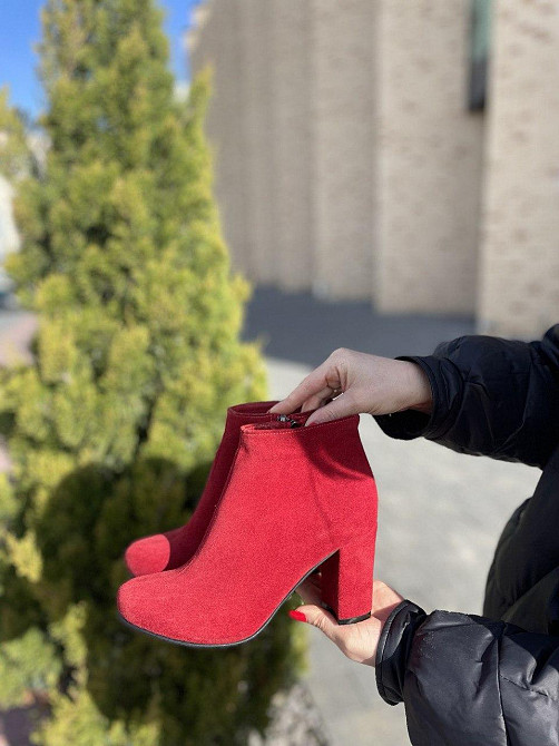 Nivelle Черевики жіночі NIVELLE червоні натуральна замша каблук 9см висота 10см 37р (5341) Коломия - фото 2