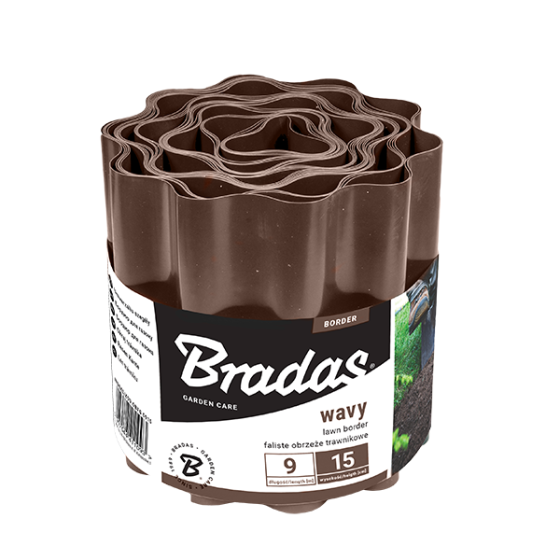 Газонний бордюр хвилястий 9м 25см коричневий Bradas, Польща Київ