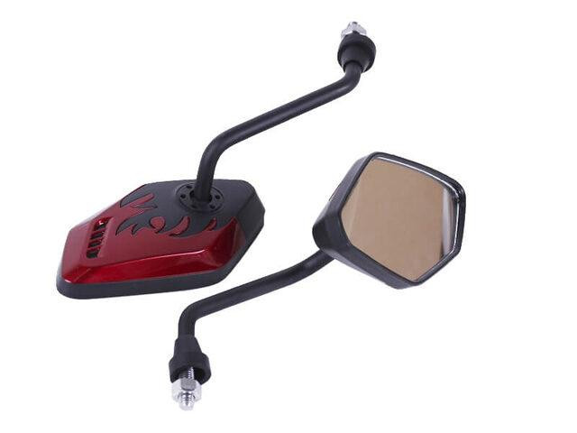 Дзеркала Призма чорні з червоним на мотоцикл, М10, к-т 2 шт. Мукачево - фото 1