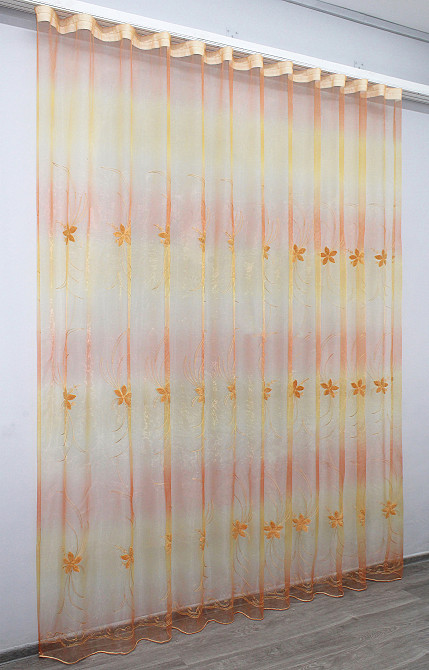 Тюль органза з вишивкою колір помаранчевий 1365т Київ - фото 4