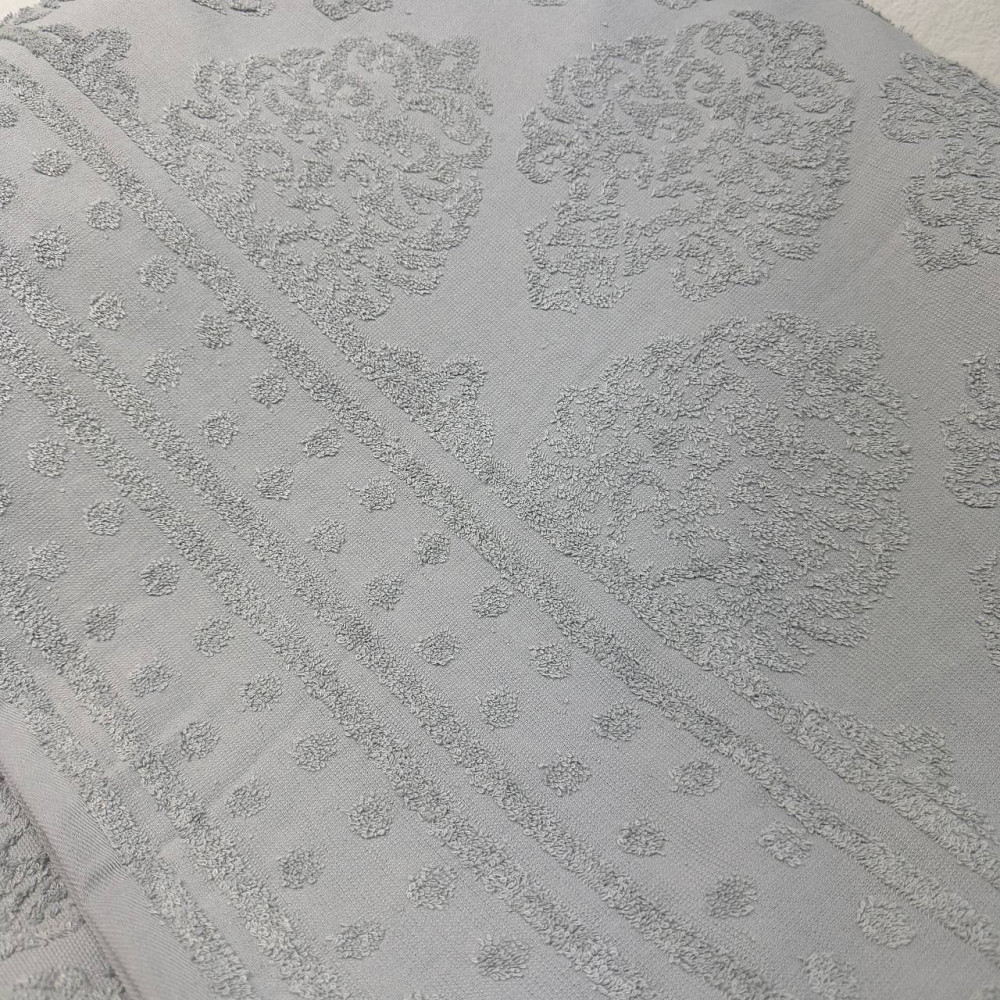 Простынь-покрывало жаккардовое махровое 100% Хлопок GM TEXTILE 150x200см 400г/м2 (Светло-серый с бирюзовым) Сумы - изображение 4