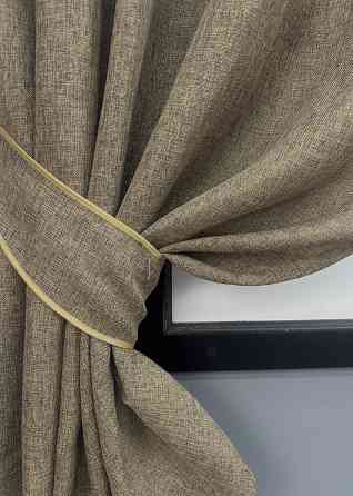 Комплект коротких штор VR-Textil Лен Мешковина № 1770ш Какао 130х170см 2 шт (35-0376) Киев