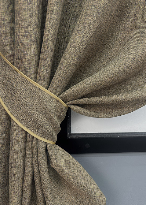 Комплект коротких штор VR-Textil Льон Мішковина № 1770ш Какао 130х170см 2 шт (35-0376) Київ - фото 3