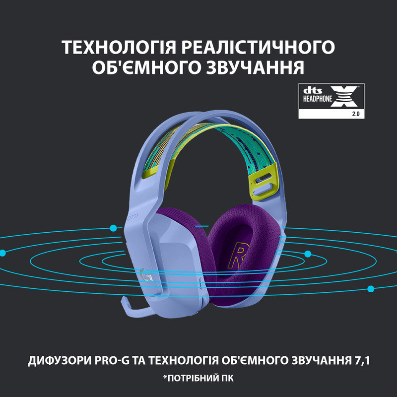 Гарнітура Logitech G733 Lightspeed Wireless RGB, LILAC (6617183) Київ - фото 3