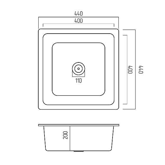 PLATINUM Гранітна мийка для кухні Platinum 4040 RUBA матовий титан Київ
