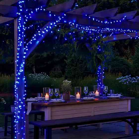 Вулична новорічна гирлянда 30 м, 300 LED, синя Київ