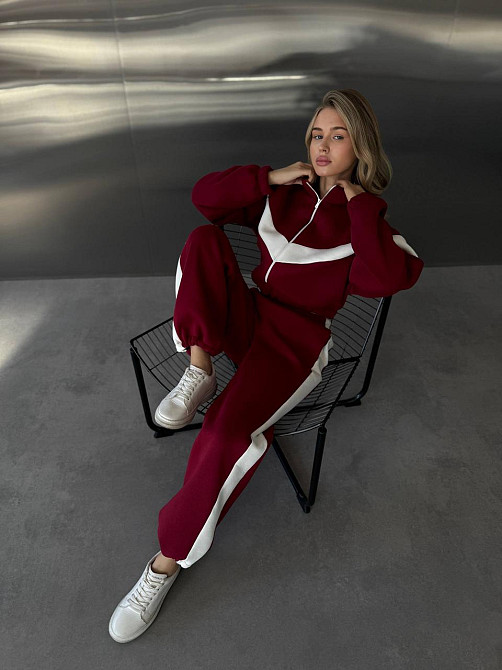 Жіночий стильний повсякденний костюм з акцентними вставками трьохнитка п'єньє Одеса - фото 7