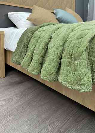 Плед 200х230 см (+-10см) на овчині "Косичка" колір салатовий (87-307) Київ