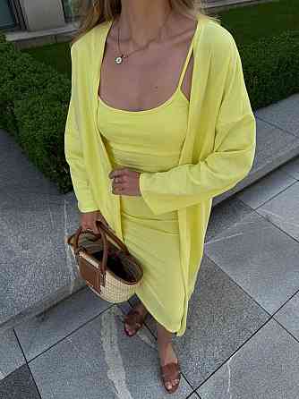 Женский комплект платье + кардиган Лимонный Харьков