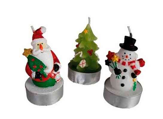 Свічки в наборі "Сніговик, ялинка, Санта" Рівне