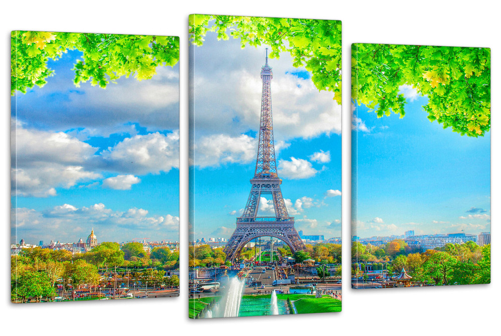 Модульна картина у вітальню/ спальню Ейфелева вежа Париж Art-645_3 100x150 см Київ - фото 1