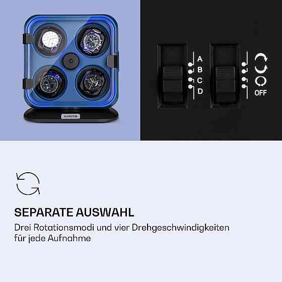 Clover Watch Winder 4 Годинники 3 Врочища 4 Швидкості LED Темно-синій (Німеччина, читати опис) Рівне