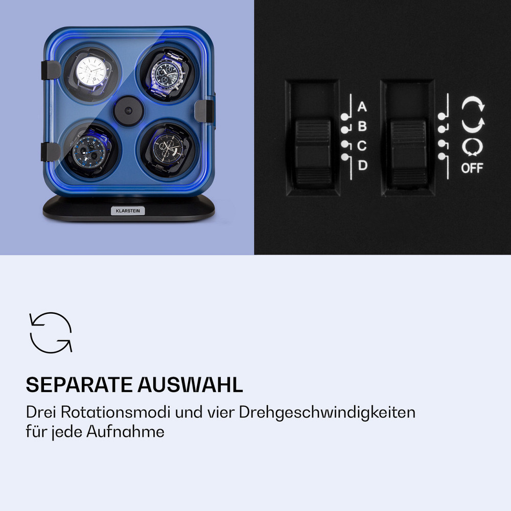 Clover Watch Winder 4 Годинники 3 Врочища 4 Швидкості LED Темно-синій (Німеччина, читати опис) Рівне - фото 4