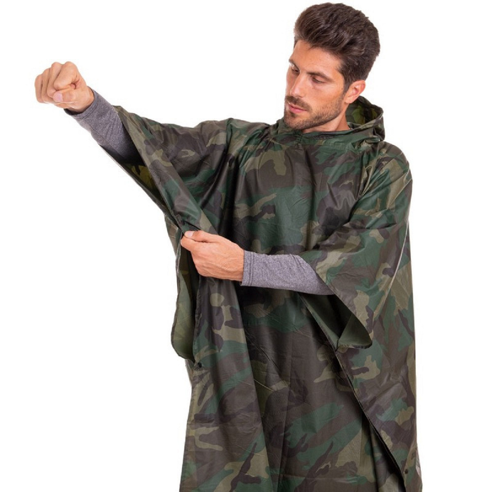 Плащ-дождевик палатка пончо ПВХ на кнопках размер L-XL камуфляж Киев - изображение 4
