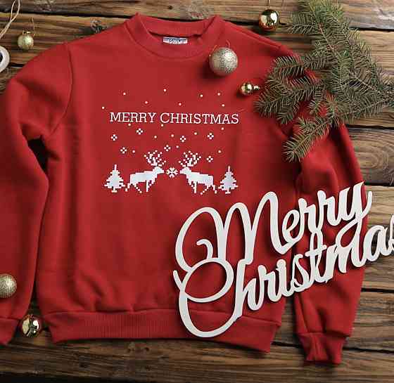 Жіночий/Чоловічий Новорічний Світшот — MERRY CHRISTMAS Чернівці