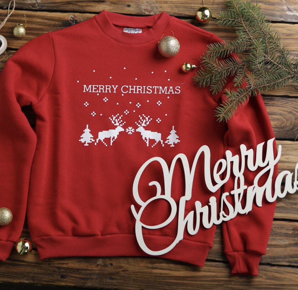 Жіночий/Чоловічий Новорічний Світшот — MERRY CHRISTMAS Чернівці - фото 1