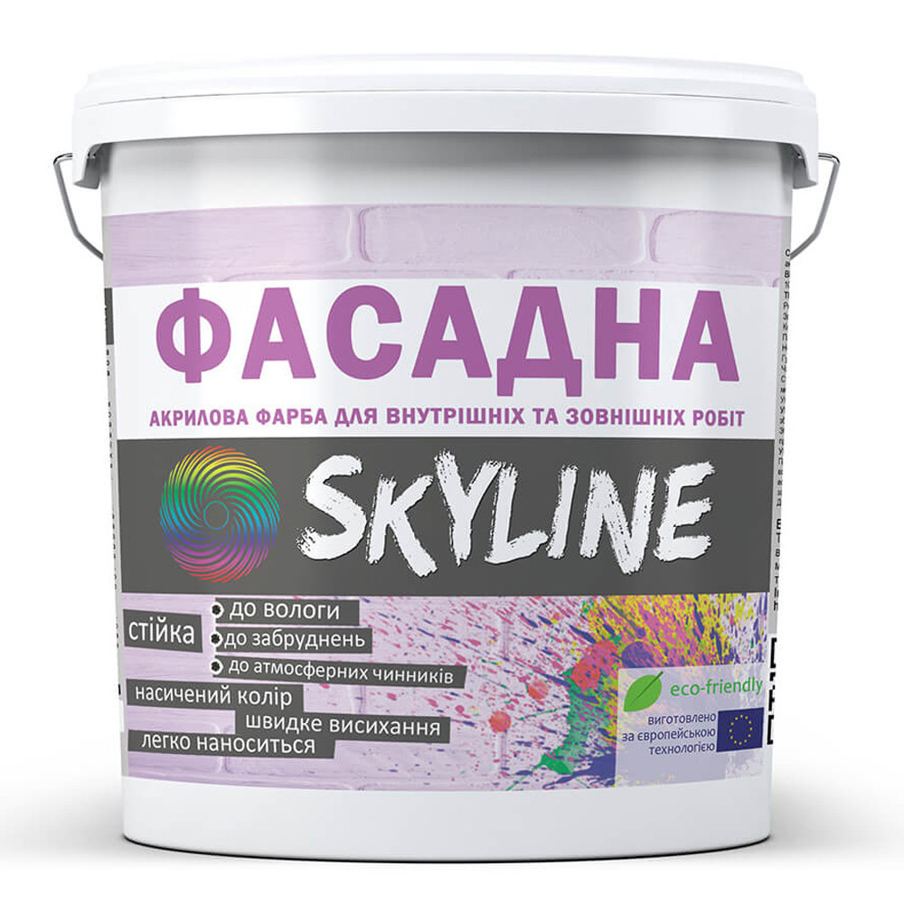 Фасадна акрилова атмосферостійка Біла фарба для зовнішніх робіт стійка до атмосферних впливів емаль SkyLine 4.2 кг Харків - фото 2