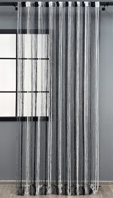 Шторы-нити с люрексом Графитовый с черным и белым 300х300см 1 шт (61-102) Киев - изображение 2