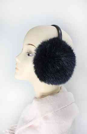 Хутряні навушники дитячі з кролика Темно-синій Харків