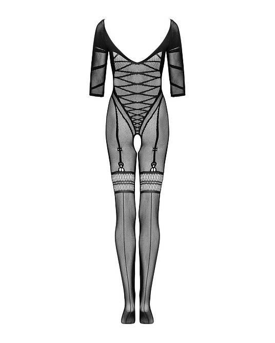 Сетчатый бодистокинг с имитацией подвязок Obsessive Bodystocking G329 S/M/L, black, с доступом Sex Aura Киев - изображение 6