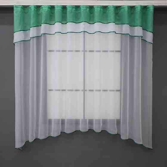 Кухонная гардина VR-Textil № 036к арка белый с бирюзовым 270х170 см (52-0924) Киев