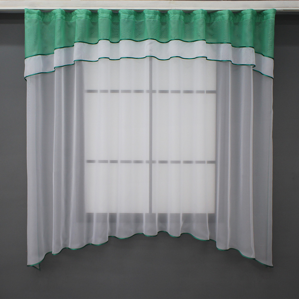 Кухонная гардина VR-Textil № 036к арка белый с бирюзовым 270х170 см (52-0924) Киев - изображение 1