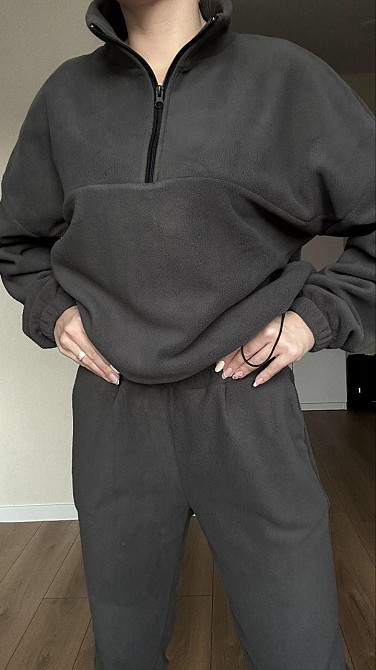 Жіночий теплий прогулянковий костюм-двійка: кофта та штани з полар флісу Графіт, 54/56 Одеса - фото 3