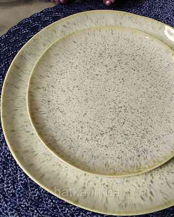 Тарілка велика страва Olens 27,5х3 см "Перепелина" кераміка бежева з домішками для дому та ресторанів Київ
