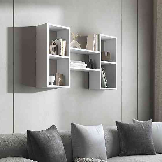 Навісна полиця VAYS M-11, з нішами для книг і декору, ЛДСП, 100×18×60 см - для вітальні, спальні, кабінету Львів