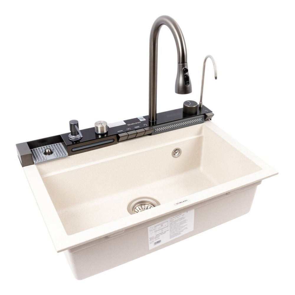 VALESO Гранітна мийка VALESO IRENA 6846 матова Біла в крапку Коломия - фото 20