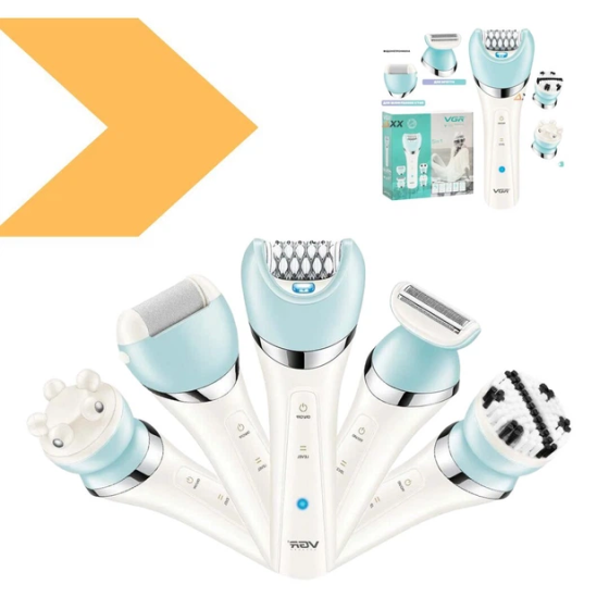 Епілятор жіночий 5в1 VGR V-751 IPX6 (бритва, пемза, масажер, щітка) 5 насадок Зелений Київ