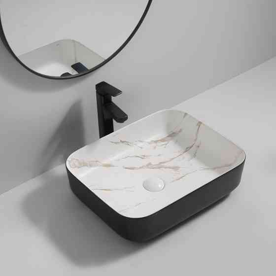 Раковина накладна MIXXUS PREMIUM DIVERSE-0110 MARBLE-BLACK 500х390х130mm   ( MP6517 ) 23922 Харьков