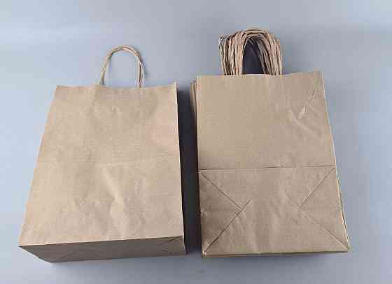 Пакет с ручками бумажный крафт бурий 260х150х350, 90г/м2 (25 шт) Харьков