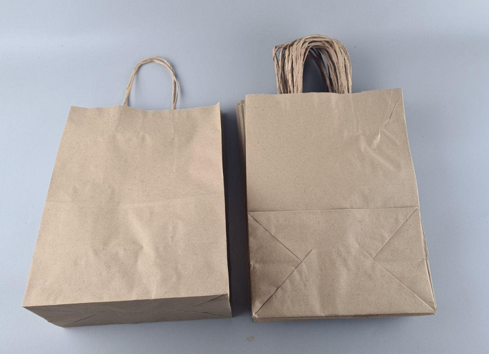 Пакет с ручками бумажный крафт бурий 260х150х350, 90г/м2 (25 шт) Харьков - изображение 2