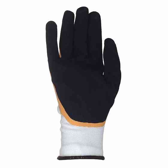Трикотажные перчатки с двойным латексным покрытием р9 (желто-черные, манжет) SIGMA (9445611) Ровно