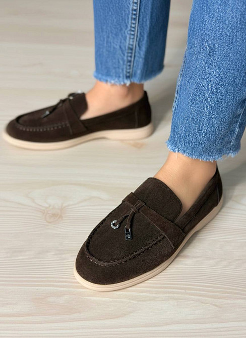 Туфлі жіночі Meideli 509-2 лофери з натуральної замші з китицями коричневі, 38, 24 см Київ - фото 4