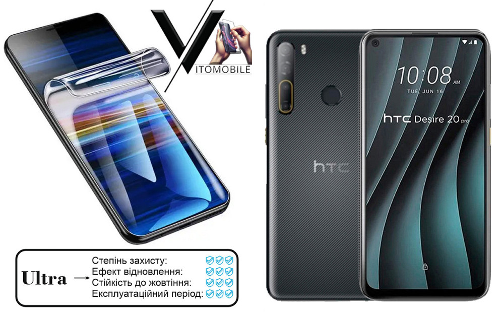 Поліуретанова плівка Ultra для HTC Desire 20 Pro – мінімальна товщина, максимальний захист! Київ - фото 1