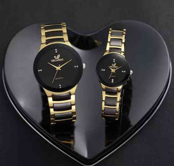 Подарунковий набір для чоловіка та жінки 2 парних годинника чорний Київ