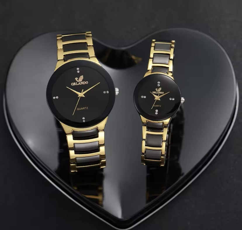 Подарунковий набір для чоловіка та жінки 2 парних годинника чорний Київ - фото 1